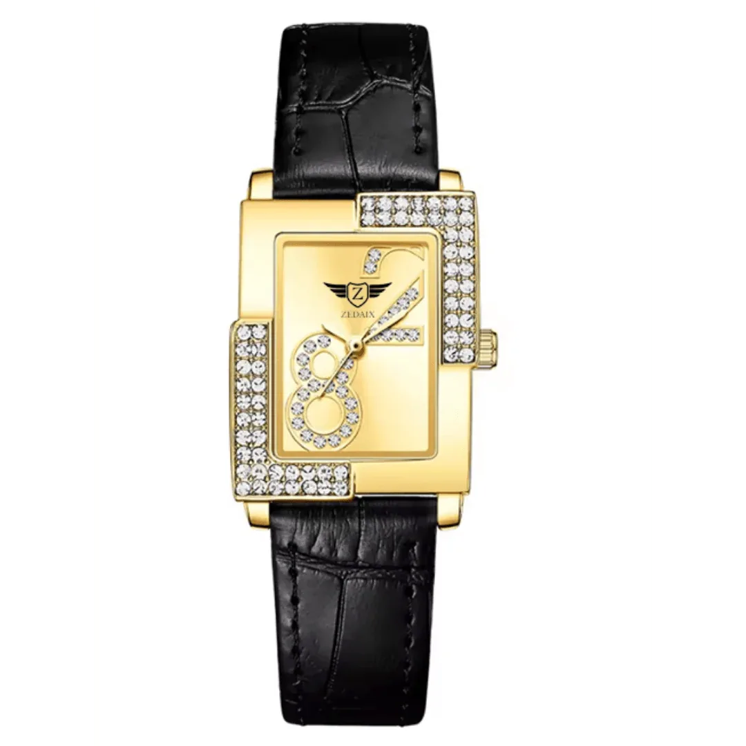 ZEDAIX ÉLISE 82 Série 2 – Montre femme boîtier rectangulaire or royal cristaux gravée