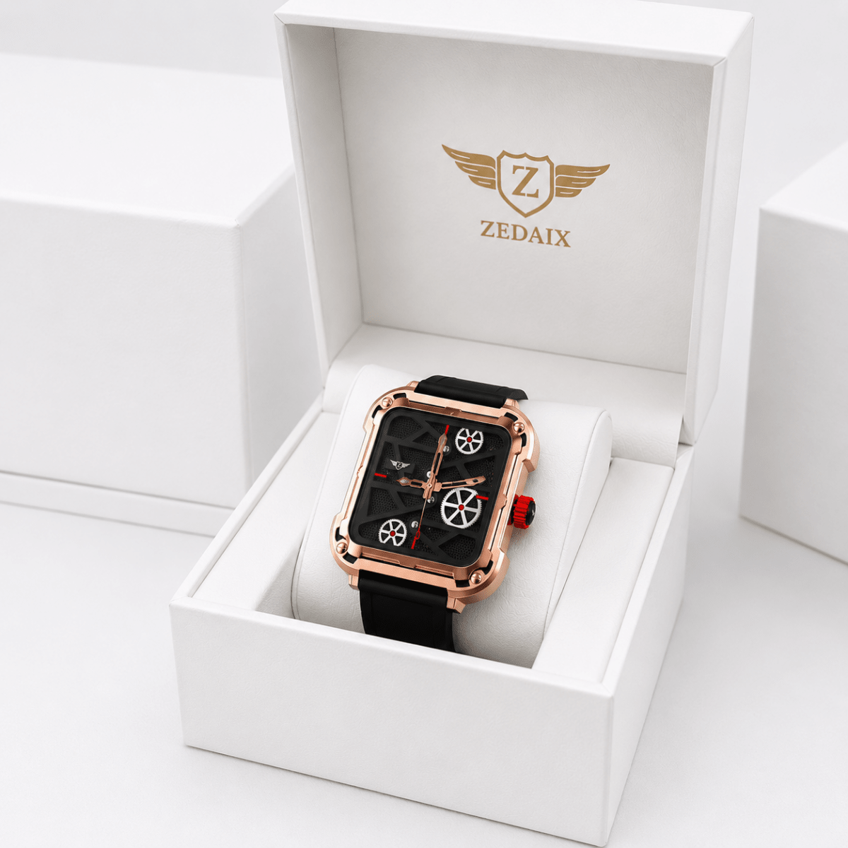 ZEDAIX CRONOS Gold – montre homme automatique lunette dorée cadran noir — vue 2