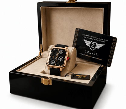 ZEDAIX CRONOS Gold – montre homme automatique lunette dorée cadran noir — vue 3