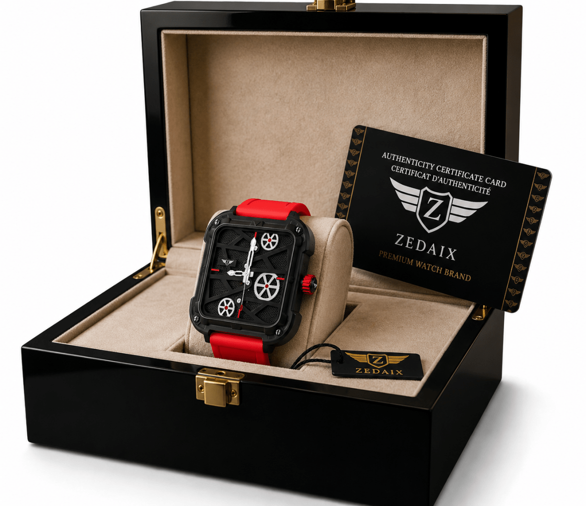 ZEDAIX CRONOS Red – montre homme automatique squelette noir et rouge — vue 6