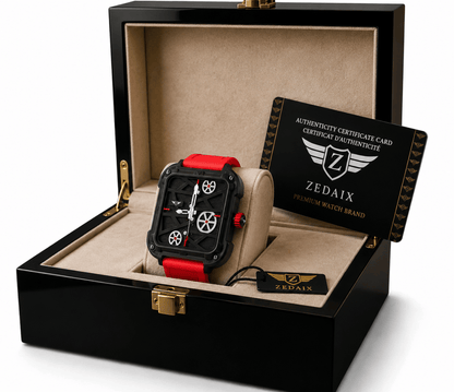ZEDAIX CRONOS Red – montre homme automatique squelette noir et rouge — vue 6