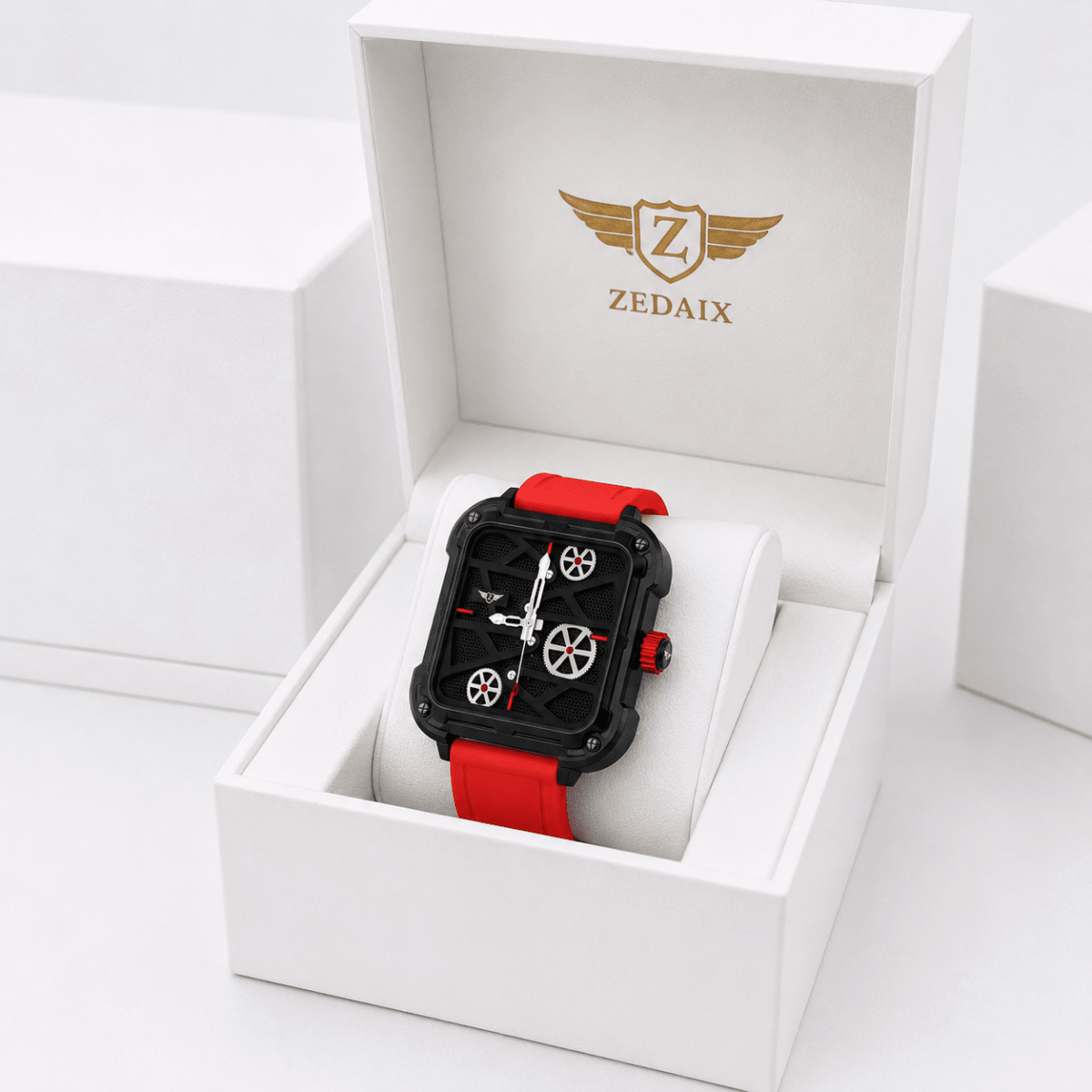 ZEDAIX CRONOS Red – montre homme automatique squelette noir et rouge — vue 7