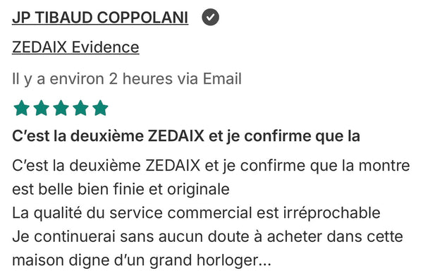 Avis client ZEDAIX
