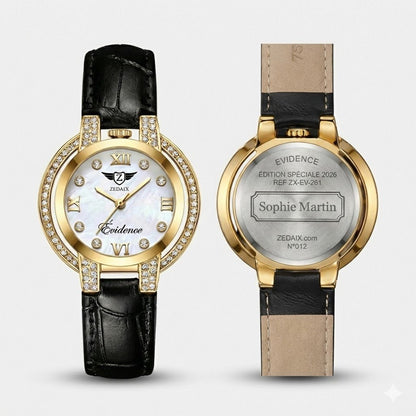 ZEDAIX ÉVIDENCE – Vue de côté profil boîtier 34mm montre femme assemblée France